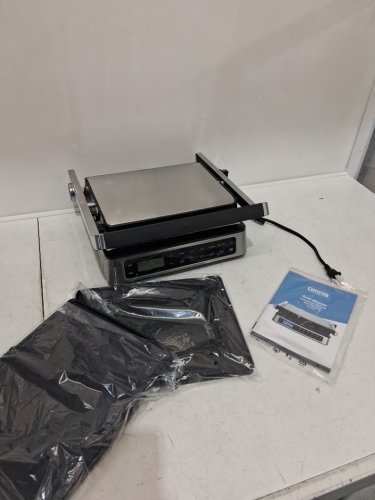 omnia grill master 2-in-1 indoor electric contact grill & griddle with touchscreen controls & digital display - stainless steel (model: wz-258t) image 3