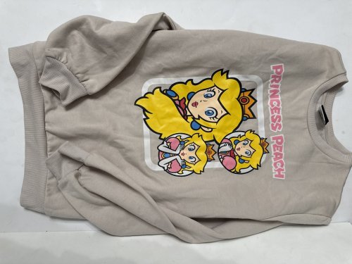GIRLS SUPER MARIO BROS. PRINCESS PEACH CREW NECL SWEATER - EXTRA LARGE (14/16) - BEIGE/PINK/WHITE/YELLOW image 2