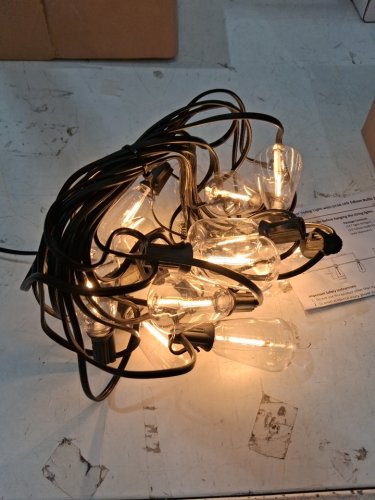 outdoor string lights with st38 LED EDISON bulbs - 25ft - 2700K - BLACK image 2