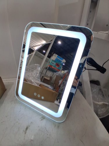 Rectangular Vanity Makeup Mirror with 3 Color Dimmable Lighting - 16" x 12" - Black (Model: HU10615CA-BK) image 3