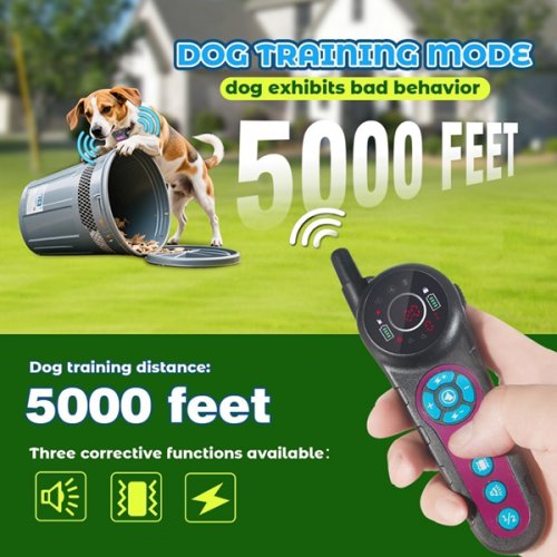 2PK DOTSTAR 2-in-1 Wireless Dog Fence AND Training Pet Collar System - 5000FT - BLACK/GREY/PURPLE (MODEL: 03FX-01-ZJ-CA-T9-2C) image 3