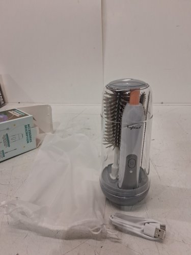 7pc orzbow multifunctional Bottle cleaning set with ultra violet sterilization case  - Electric Bottle Brush Cleaner with 3 attachments and a small brush - grey/clear image 2