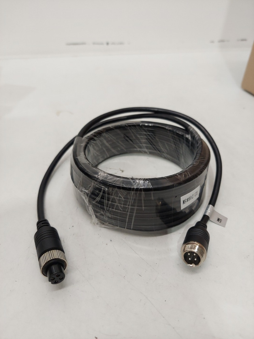 M12 4-Pin Aviation Plug Video Extension Cable for CCD Reversing Camera Camper Trailer - 5M  -BLACK image 2