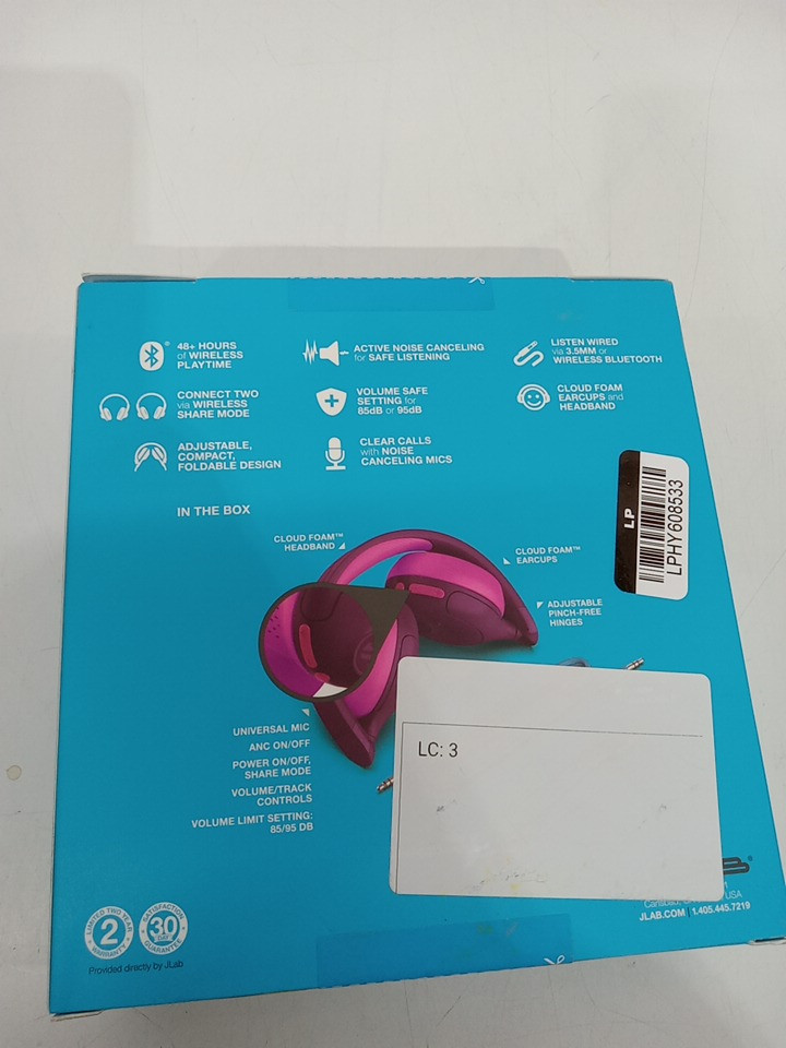 JLab Kids 2-in-1 JBuddies ANC Wireless and Wired Noise Cancelling Bluetooth Headphones - Pink / Purple (Model: HBKANCRPURPNK122) image 3