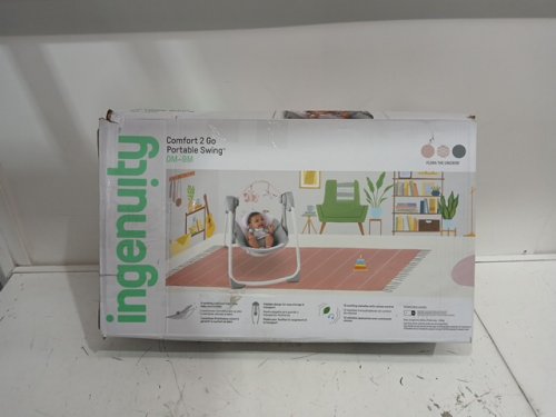 Ingenuity Comfort 2 Go Portable Swing (0M-9M) - Fanciful Forest grey/pink - (MODEL: 10845-ES) image 2