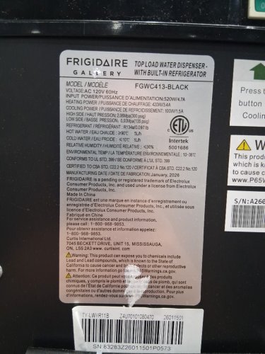 Frigidaire 5 Gallon Top Load Water Dispenser Built-In mini fridge Compartment - Black (model: fgwc413-black) image 7