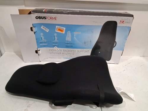 OBUSFORME HIGHBACK BACKREST SUPPORT WITH LUMBAR SUPPORT & CHAIR STRAPS - 18" x 7" x 31" - BLACK (MODEL: HB-BLK-CBc) image 2