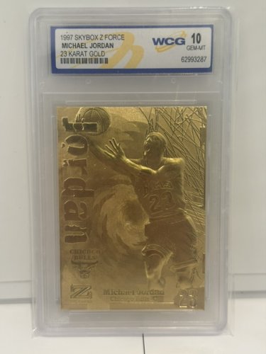 WCG GRADED 10 GEM MINT 1997 SKYBOX Z FORCE MICHAEL JORDAN 23 KARAT GOLD CARD image 2