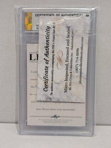 LIONEL MESSI LEGENDS FIFA CARD - JDCC GEM MINT 10 - 2023 LEAF ACHIEVEMENT #LA-08 image 3