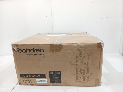 FEANDREA 5-TIER CAT TREE WITH HAMMOCK BASKET AND REMOVABLE TOYS - 65" X 20" X 20" - DARK GREY (MODEL: PCT087G01V1) image 2