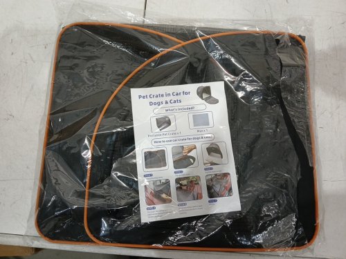 Foldable vented soft pet crate for car travel - small - orange/black image 2