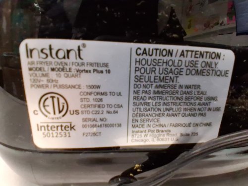 INSTANT POT VORTEX PLUS 10-QUART 7-IN-1 AIR FRYER OVEN WITH ROTISSERIE BASKET - SILVER/BLACK (MODEL: VORTEX PLUS 10) image 3