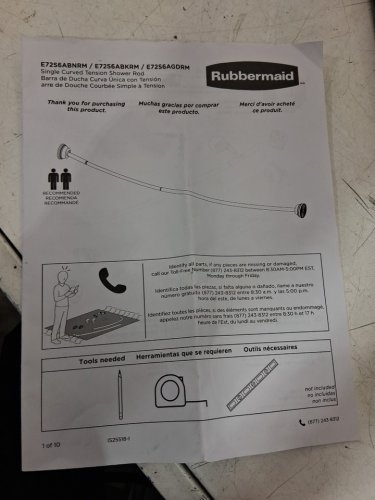 RUBBERMAID CURVED DUAL MOUNT SHOWER ROD - 50"-70" - BLACK image 4