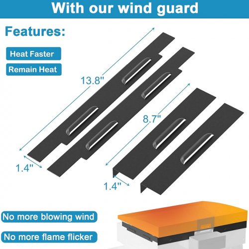tailgriller hard cover top lid with handles & wind guards for blackstone grill - 22" - black (model: B5011-WD) image 2