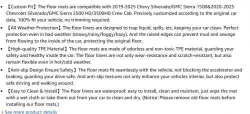 3PC ALL-WEATHER AUTOMOTIVE FLOOR MATS - FITS VARIOUS CHEVROLET AND GMC MODELS - BLACK image 2