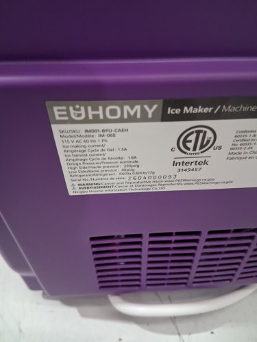 EUHOMY Countertop Ice Maker Machine with Handle, Basket and Scoop - MAKES 26LBS Per Day - purple (MODEL: IM-06e) image 6