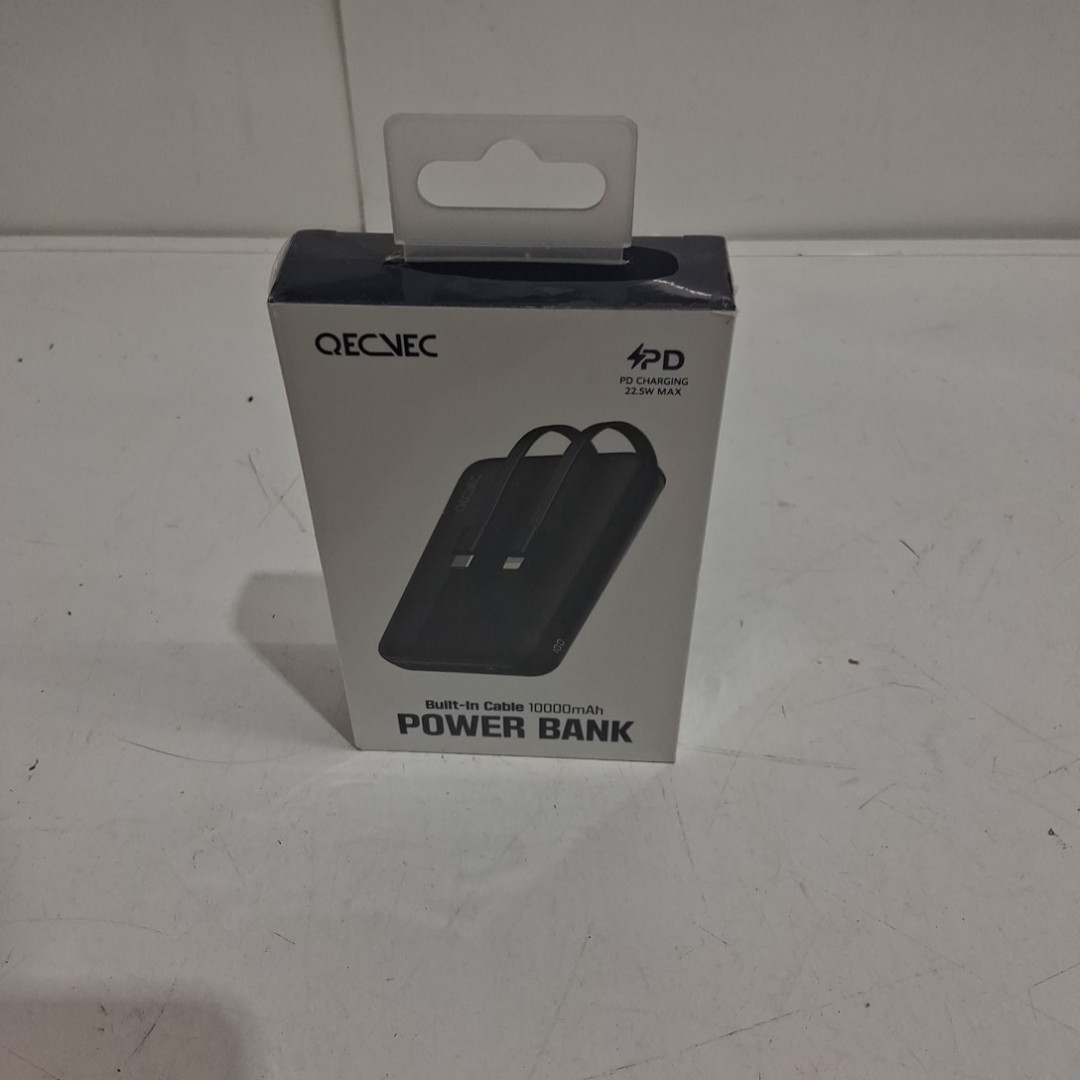 QECVEC 10000mAh Power Bank Fast Charging Portable Charger with Built-in USB-C & LIGHTNING Cables - 22.5W - black (MODEL: Q18) image 2