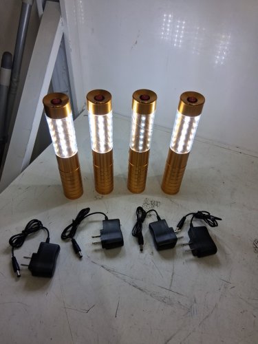 4PK  RECHARGEABLE LED BATON FLASHLIGHTS - GOLD image 3