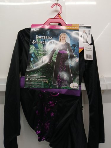 GIRL'S SORCERESS COSTUME DRESS - MEDIUM  - BLACK PURPLE image 2