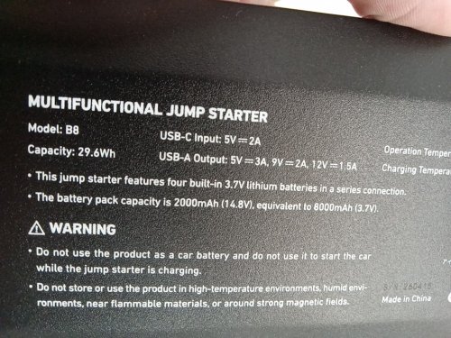 AstroAI Portable Booster Pack Multifunctional Jump Starter - 3000A, 12V - Orange/Black - (Model: B8) image 3