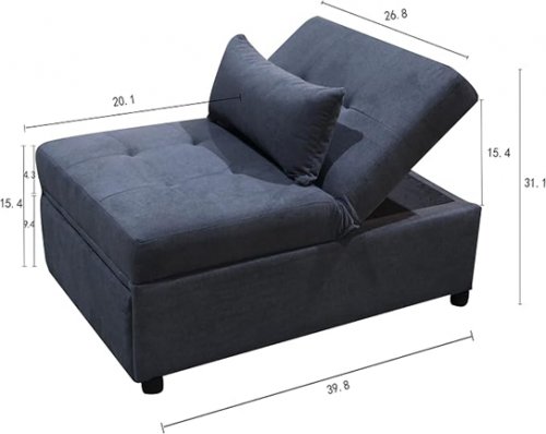 4-IN-1 upholstered Single FUTON/SOFABED -dark grey (model:nam15-l-bk) image 2