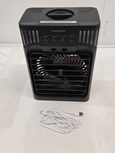 TIOKVIOP 4-IN-1 PERSONAL PORTABLE EVAPORATIVE AIR COOLING FAN WITH REMOTE, 3 WIND SPEED, 3 COOL MIST, 2-8 HOUR TIMER, AND LED LIGHT - BLACK (MODEL: AB-1) image 3