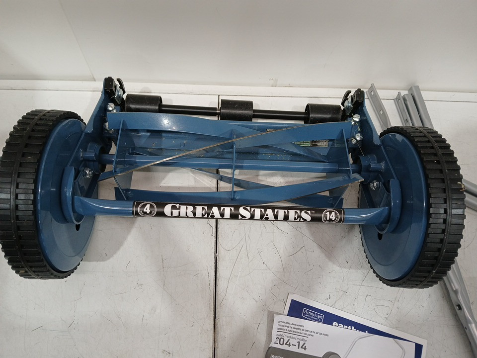 GREAT STATES 204-14 HAND REEL PUSH LAWN MOWER, 3-SPIDER 4-BLADE, 14" - BLUE (MODEL: 204-14) image 5