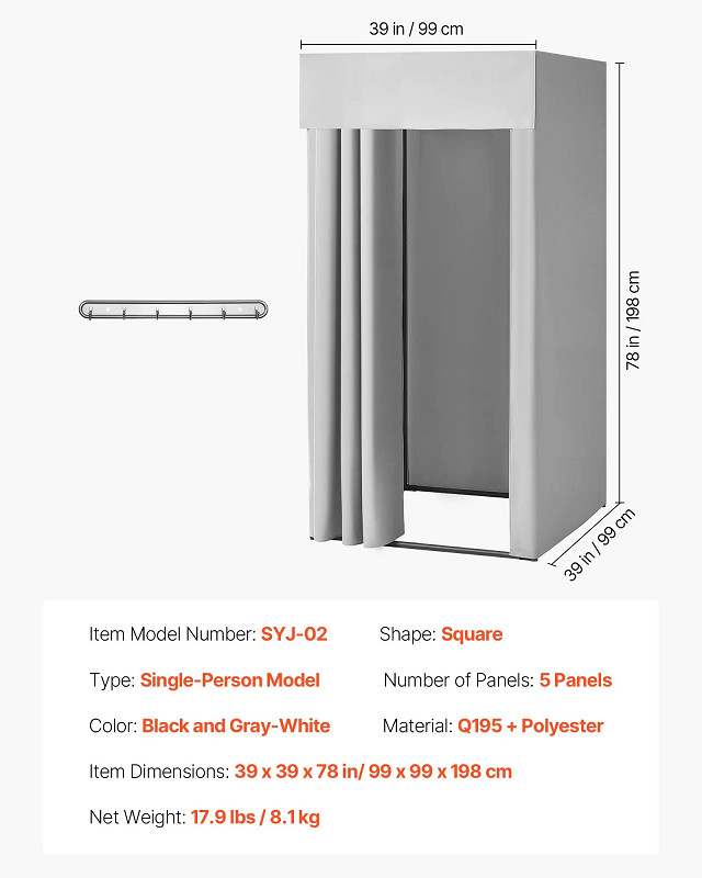 Privacy Space indoor outdoor Dressing Room - 39" X 78" - Grey (model: syj-02) image 2