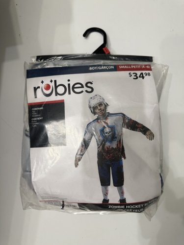 3PC BOYS RUBIES ZOMBIE HOCKEY PLAYER COSTUME - SMALL (4-6) - WHITE/BLUE/RED (sTYLE: 1002663) image 2