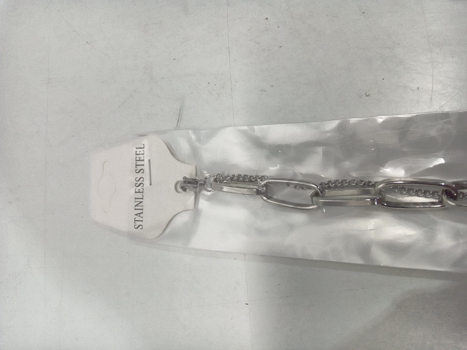 WOMENS JCO DOUBLE layered paperclip chain bracelet - stainless steel image 4