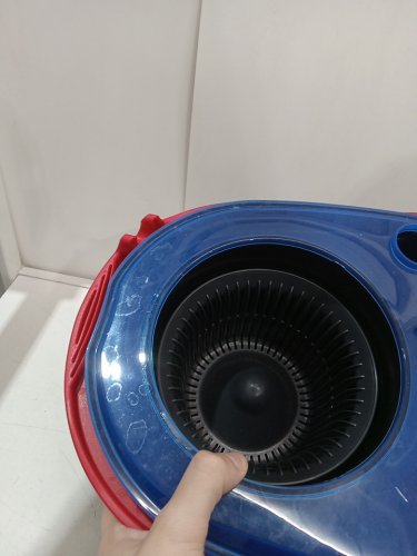 vileda easywring rinseclean spin mop & bucket system with reusable microfiber mophead & extendable handle - blue image 4
