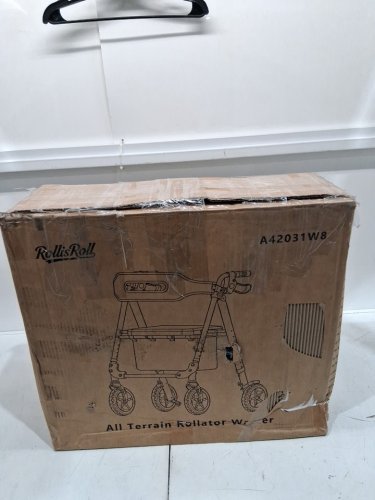 Rollisroll Foldable Rollator Walker for Seniors with Seat and all terrain rubber wheels - 350LB MAX - 39.5" - black (model: A42031W8) image 3