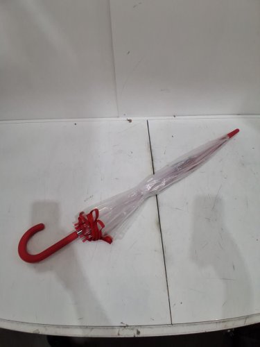 Weather Station Clear Dome Rain Umbrella - 31" - RED/CLEAR image 2