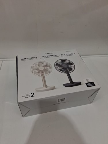 2PC LUMENA FAN STAND 4 CORDLESS DESK FANS - 4 SPEEDS, OSCILLATION - WHITE & NAVY BLUE (MODEL: 1796327) image 2