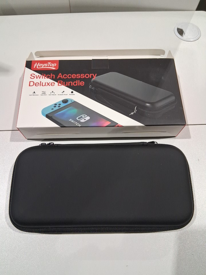 HEYS TOP NINTENDO SWITCH OLED PROTECTIVE CASE AND ACCESSORY with a Tempered Glass Screen Protector and Thumb Caps - BLACK image 2