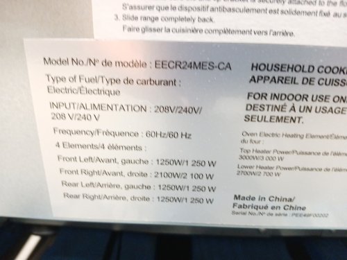 ELEMENT SLIDE-IN COIL STOVE RANGE WITH 4 BURNERS - 24" - 3.7 CU. FT - STAINLESS STEEL / BLACK (MODEL:EECR24MES-CA) image 11