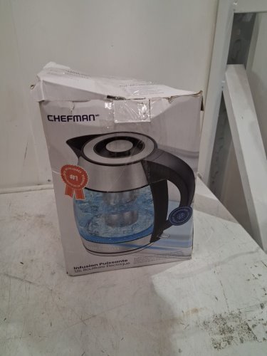 CHEFMAN EASY STEEP CORDLESS ELECTRIC GLASS KETTLE WITH TEA INFUSER - 1.8L capacity - STAINLESS STEEL - (MODEL: RJ11-18-ti-ca) image 2