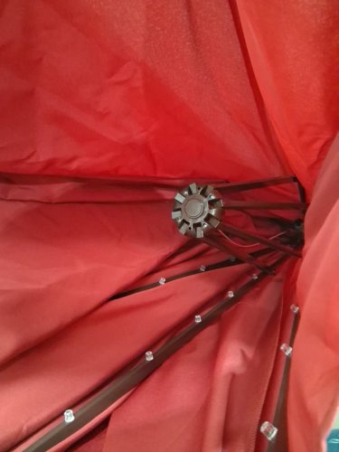 COSTWAY Hanging Offset Umbrella with 40 Solar Powered Lights - 10ft -red (model:NP11657WN) image 5