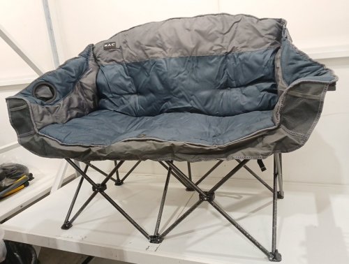 MAC SPORTS padded DOUBLE WIDE FOLDABLE CAMPING CHAIR, WITH CARRYING BAG - 500LBS max - GREY/blue (model: 1998140) image 3