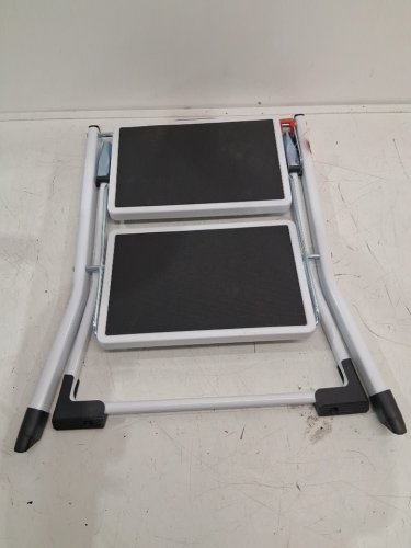 Ergonomic Folding Steel Step Stool with Wide Anti-Slip Pedal - 2-Step 330lbs Capacity - black/white (model: wk2031) image 3