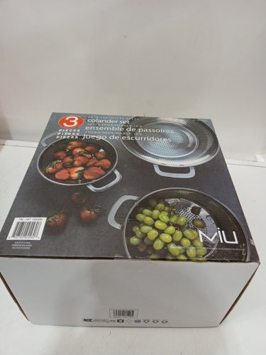 3PC MIU STAINLESS STEEL DISHWASHER-SAFE COLANDER SET - Various Sizes - SILVER (MODEL: 1820588) image 5