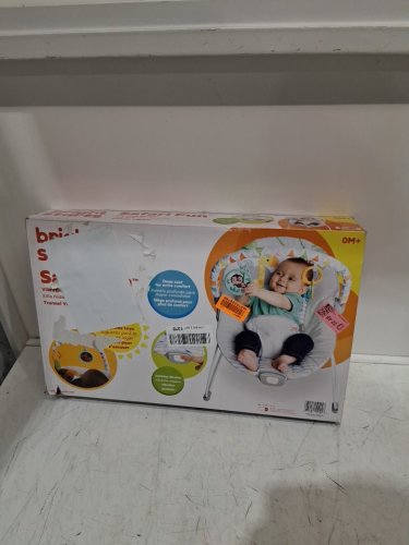 bright starts vibrating bouncer with 3-point harness and removable toy bar - 20lb max - safari fun (model: 12204) image 2