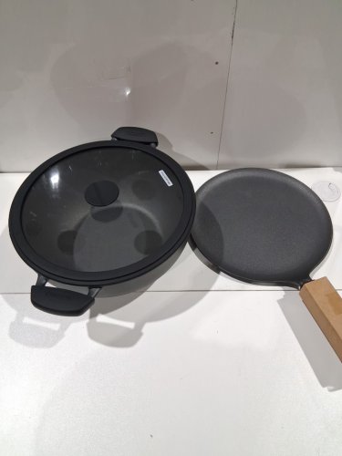 3PC TRAMONTINA PRE-SEASONED CAST IRON DEEP KADAI AND FLAT TAWA COOKWARE SET - 7QT / 11" - BLACK (MODEL: 1901865) image 3