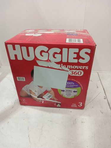 136PK huggies little movers HuggFit 360° baby diapers - size 3 image 2