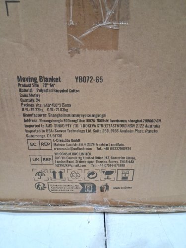 24PK HEAVY DUTY POLYESTER Moving Blankets - 72" x 54" - GREY (MODEL: YB072-65) image 3