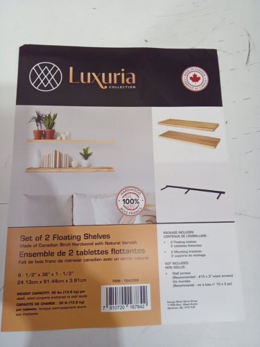 2pk Luxuria Canadian Birch Floating Shelves - 9.5" x 36" x 1.5" - light brown (model: 1940394) image 3