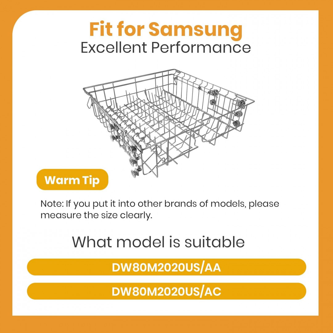 sunniswi dishwasher rack replacement for samsung models - 20" x 20.5" x 6" - grey (model: DD82-01385B) image 2