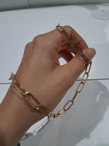 stainless steel minimal paperclip chain necklace - 15" - 18"/6.5mm width - gold image 3
