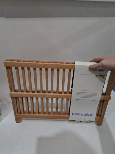 Brightroom folding Freestanding Varnished Dish Drying Rack - 18" - bamboo image 3