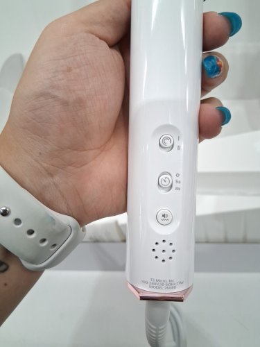 t3 curlwrap automatic rotating curling iron with long barrel (5.5"l) - timer settings and 9 heat settings - 1.25" - white/rose gold - (model: 76680). image 5